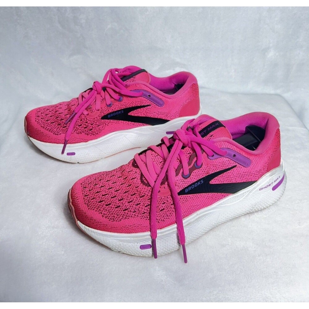 Brooks Ghost Max 1 Women’s Pink Glo Mesh Low Top Lace Up Sneaker, Size 7